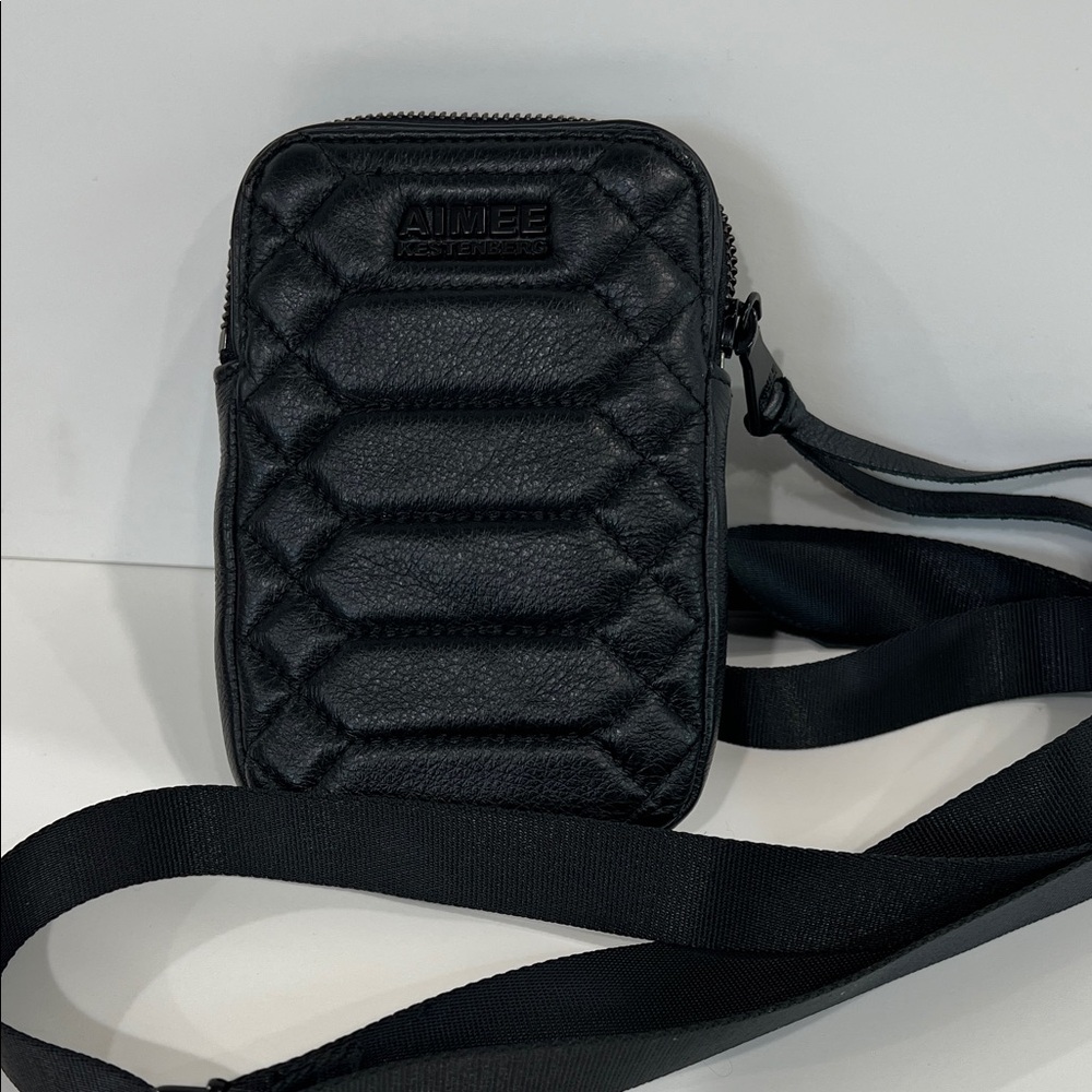 Aimee Kestenberg Black Leather Quilted Crossbody Bag